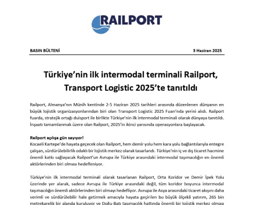 Türkiye’nin İlk Intermodal Terminali Railport, Transport Logistic 2025’te Tanıtıldı