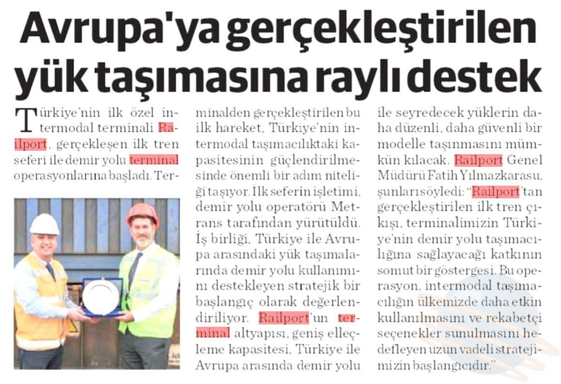 Avrupa'ya Gerçekleştirilen Yük Taşımasına Raylı Destek